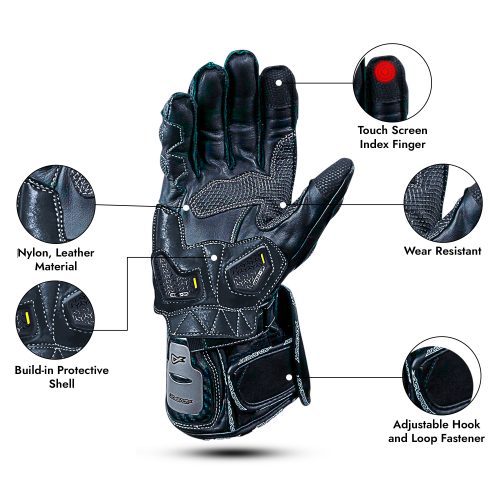 AGVSPORT Echelon Racing Gloves- Premium Motorcycle Leather, Titanium Armor Knuckle Protection, Digital Amara Reinforced Palm, Ventilated, Durable & Comfortable - Ideal for Racing & Riding Safety