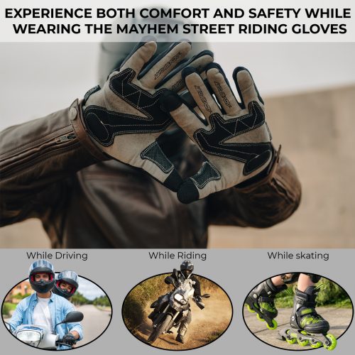 AGVSPORT Mayhem Street Riding Gloves - Shock Absorbing Carbon Fiber Knuckles, Vented, Protective, High-Grip, Reinforced Palm - Premium Motorcycle Gloves